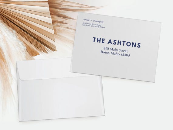 Simplistic Style Elopement Announcement Matching Envelopes | Addressed & Printed