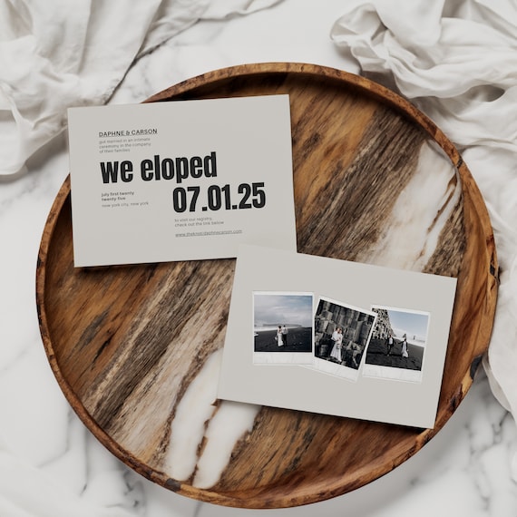 Modern Style Elopement Announcement Cards | Printed & Shipped
