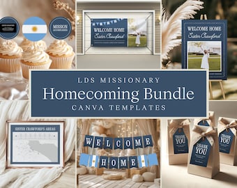 LDS Missionary Homecoming Party Decor Bundle: Editable Canva Templates (Digital Download)