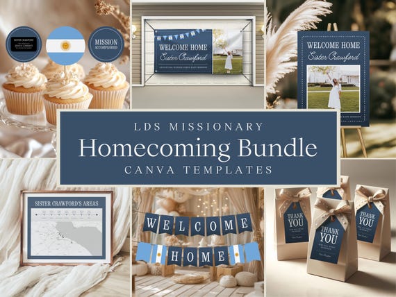 LDS Missionary Homecoming Party Bundle | Editable Canva Templates