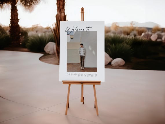 Professionally Printed | Refined Graduation Party Welcome Sign