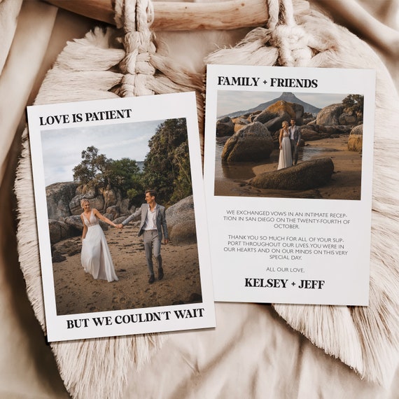 Simple Personalized Elopement Announcement Cards | Printed & Shipped