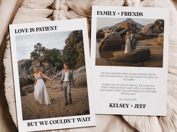 Simple Personalized Elopement Announcement Cards | Printed & Shipped