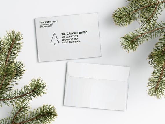 Modern Christmas Card Envelopes | Addressed & Printed
