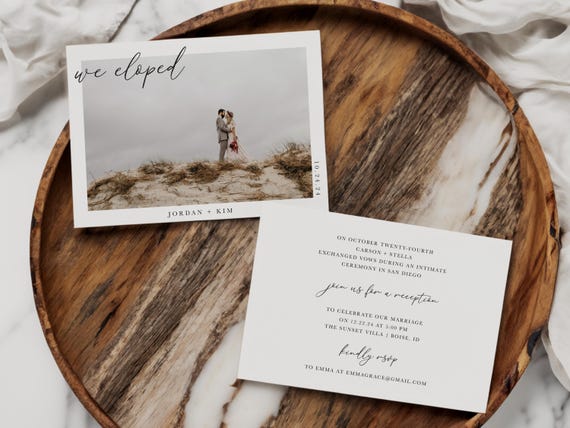 Personalized Elopement Announcement Cards: Custom Printed 5x7