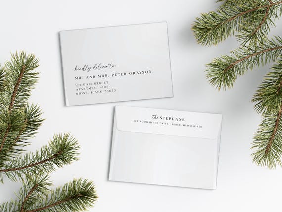 Simplistic Christmas Card Envelopes | Addressed & Printed