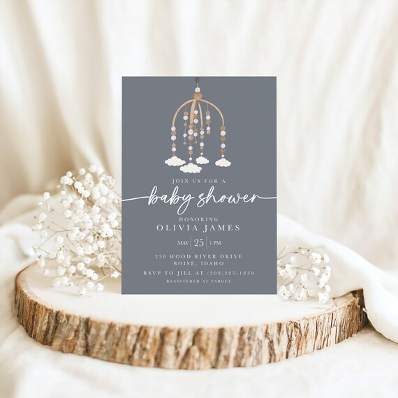 Modern Baby Shower Invitation, Printed & Shipped