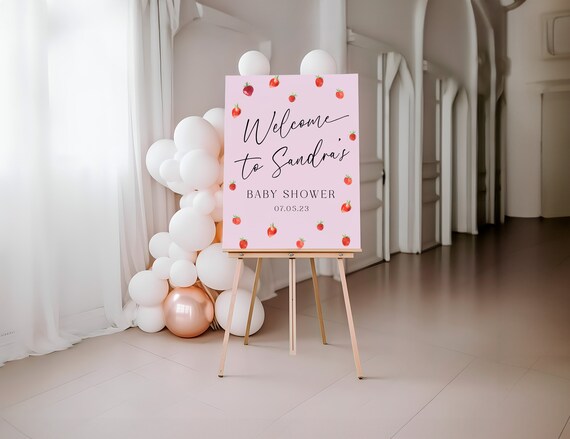 Strawberry Theme Baby Shower Welcome Sign