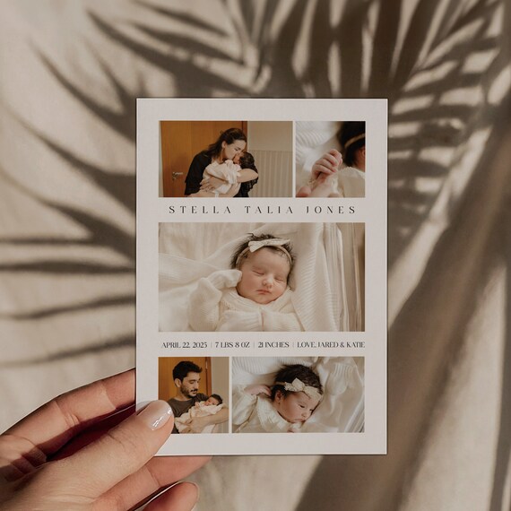 Contemporary Birth Announcement | Printed & Shipped
