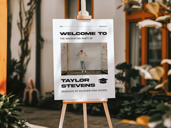 Professionally Printed | Contemporary Graduation Party Welcome Sign