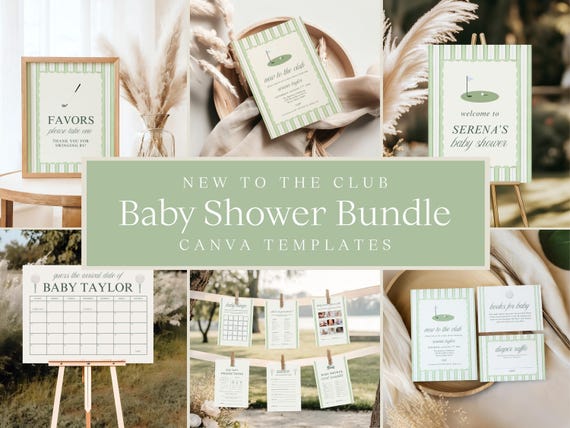 New to the Club Baby Shower Bundle | Editable Canva Templates