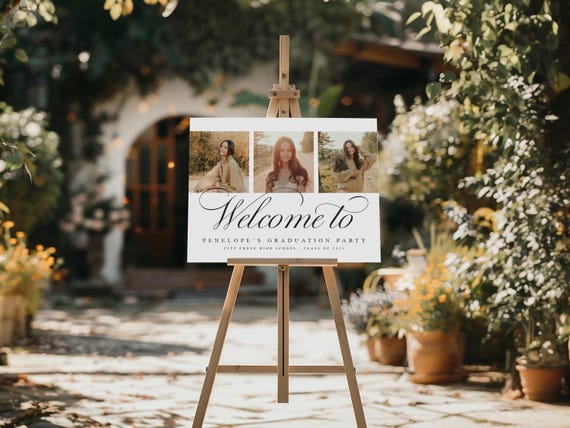 Professionally Printed | Elegant Graduation Party Welcome Sign