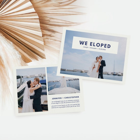 Simplistic Style Elopement Announcement Cards | Printed & Shipped
