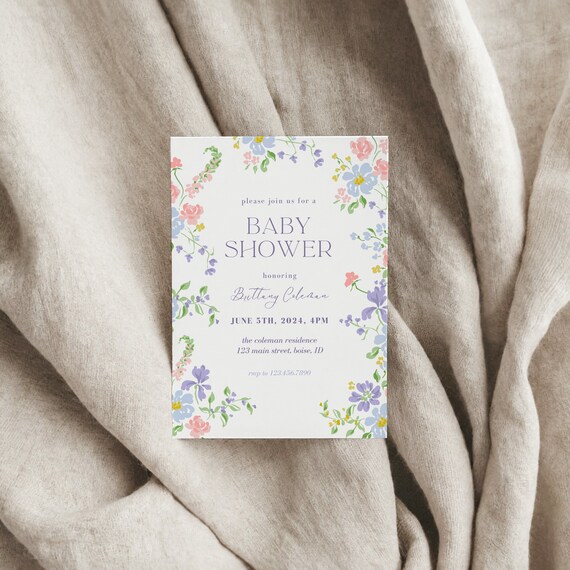 Sweet Floral | Baby Shower Invitation | Printed & Shipped