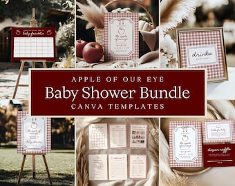 Babyshowerbundel appel | Thema appel van ons oog | Bewerkbare canva-sjablonen (digitale download)