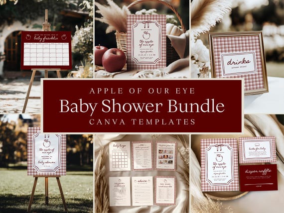 Apple of Our Eye Baby Shower Bundle | Editable Canva Templates