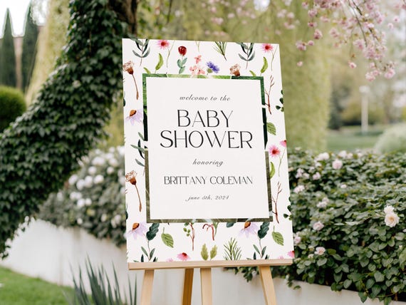 Watercolor Floral | Baby Shower Welcome Sign