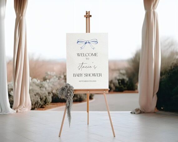 Vintage Bow | Baby Shower Welcome Sign | Printed & Shipped