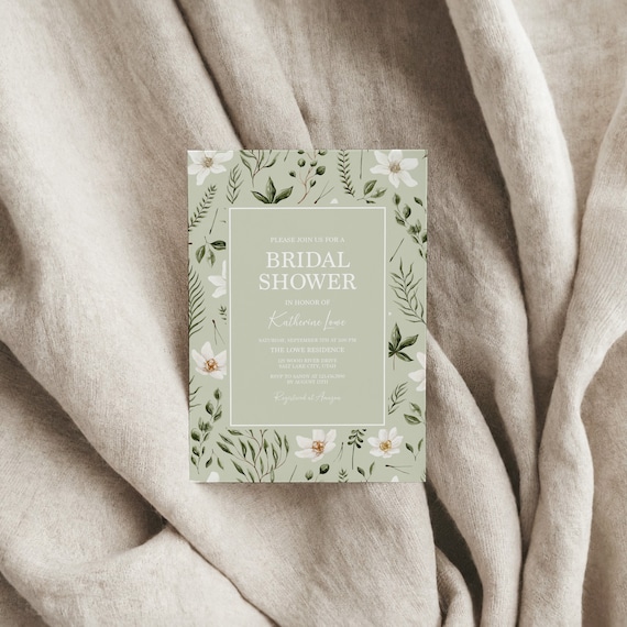 Fall Greenery Theme | Bridal Shower Invitations | Printed & Shipped