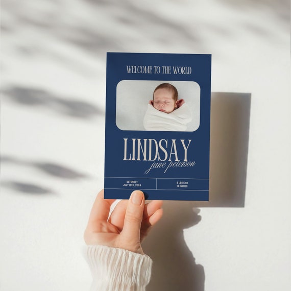 Contemporary Style | Birth Announcement | Printed & Shipped