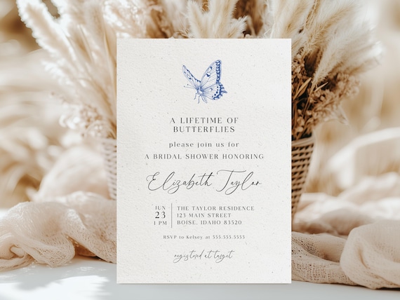 Professionally Printed | Lifetime of Butterflies Theme | Bridal Shower Invitations