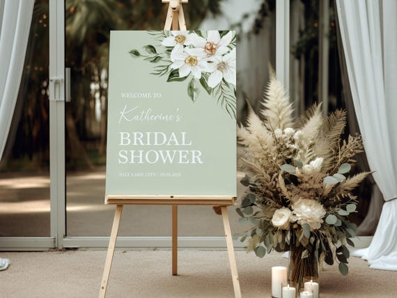 Professionally Printed | Fall Greenery Theme | Bridal Shower Welcome Sign