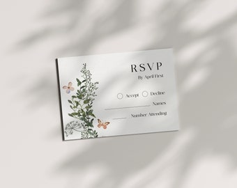 Lovely Spring Wedding RSVP Cards | Traditional or QR Code Cards | Printed & Shipped