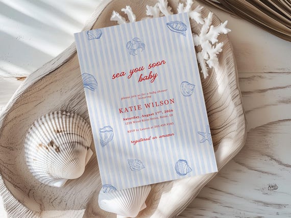 Sea You Soon Baby | Baby Shower Invitations | Printed & Shipped