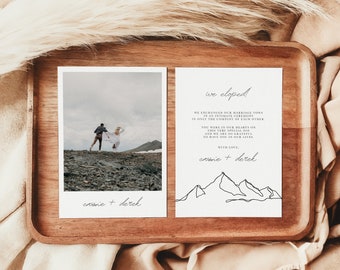 Mountain Line Art Elopement Announcement Cards | Printed & Shipped