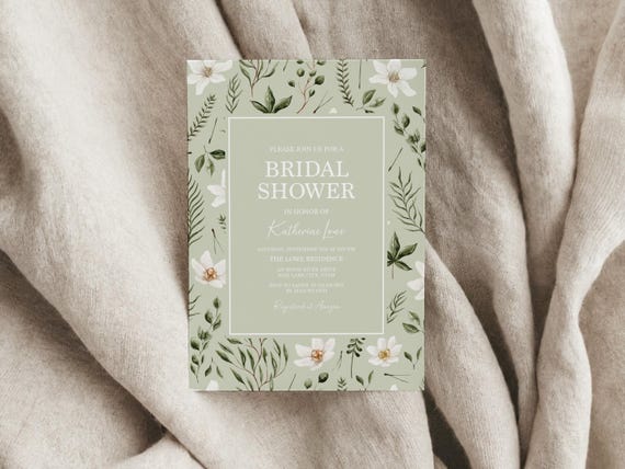 Professionally Printed | Fall Greenery Theme | Bridal Shower Invitations
