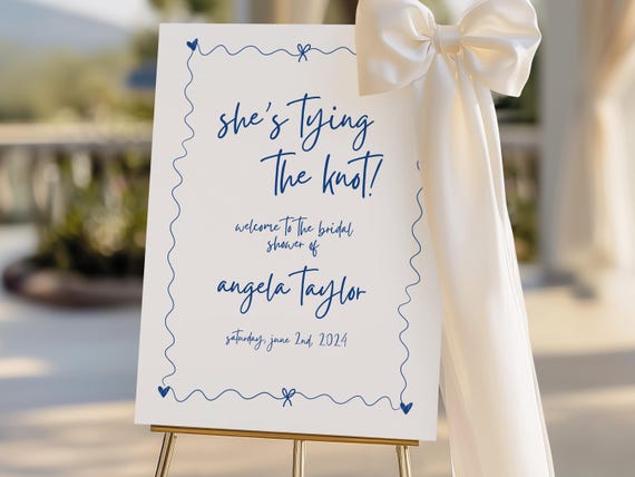 Professionally Printed | She's Tying The Knot | Bridal Shower Welcome Sign