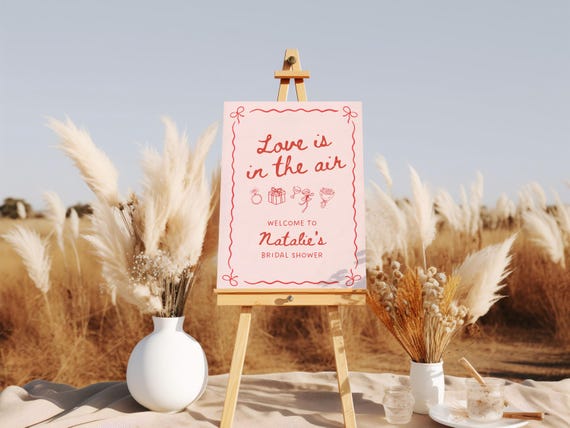 Professionally Printed | Love is in the Air | Bridal Shower Welcome Sign