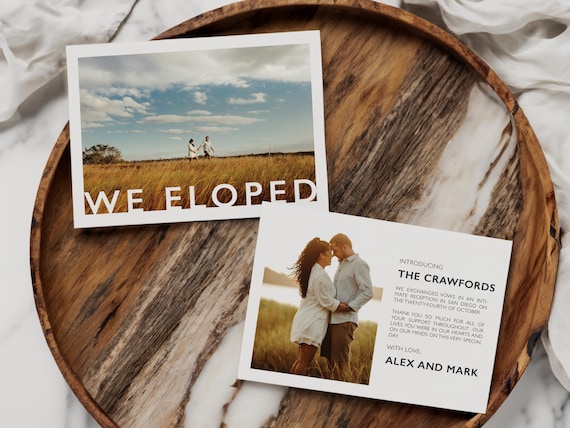 Bold Personalized Elopement Announcement Cards | Printed & Shipped