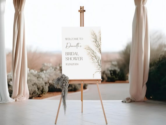 Professionally Printed | Boho Pampas Grass | Bridal Shower Welcome Sign