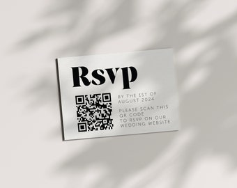 Contemporary Wedding RSVP Cards | Traditional or QR Code Cards | Printed & Shipped