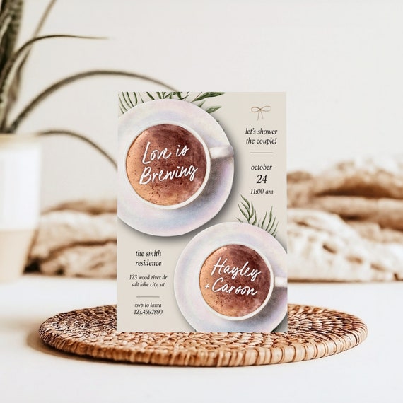 Love is Brewing Theme | Bridal Shower Invitations | Printed & Shipped
