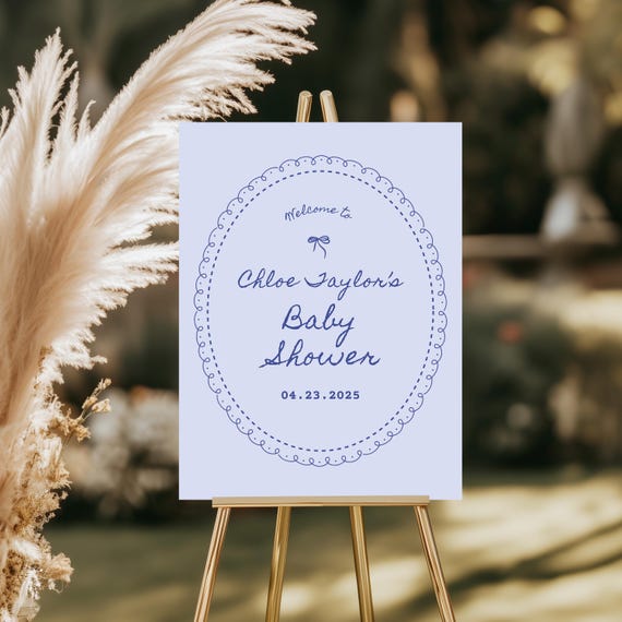 Hand Drawn Frame | Baby Shower Welcome Sign | Printed & Shipped