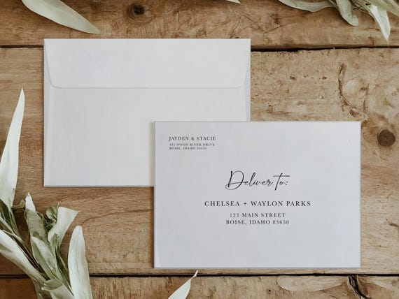 Trendy Personalized Elopement Announcement Matching Envelopes | Addressed & Printed
