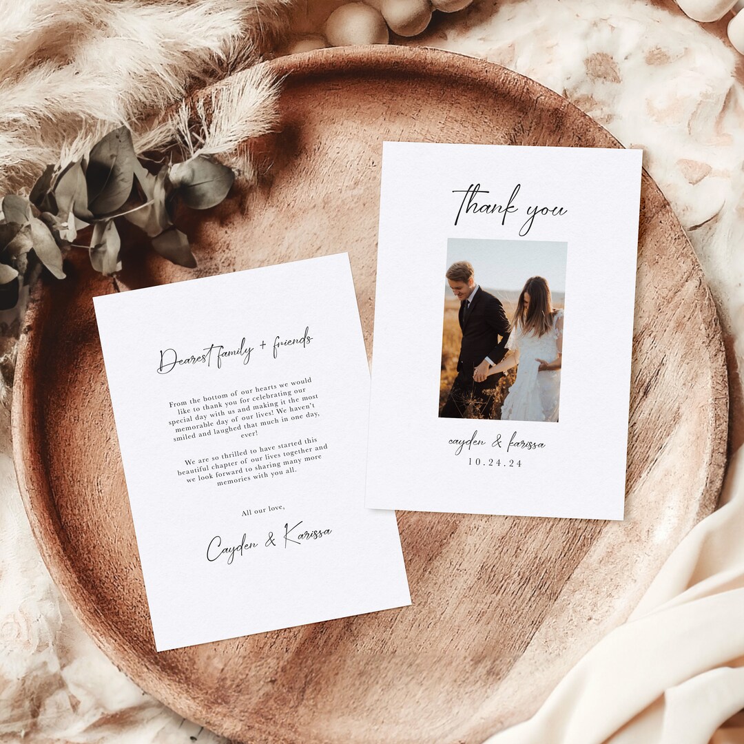 Minimalistic Wedding Thank You Cards | Printed & Shipped - Etsy