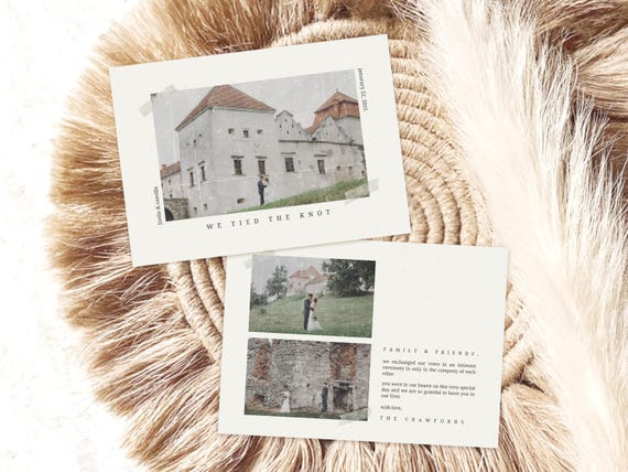 Vintage Style Elopement Announcement Cards | Printed & Shipped