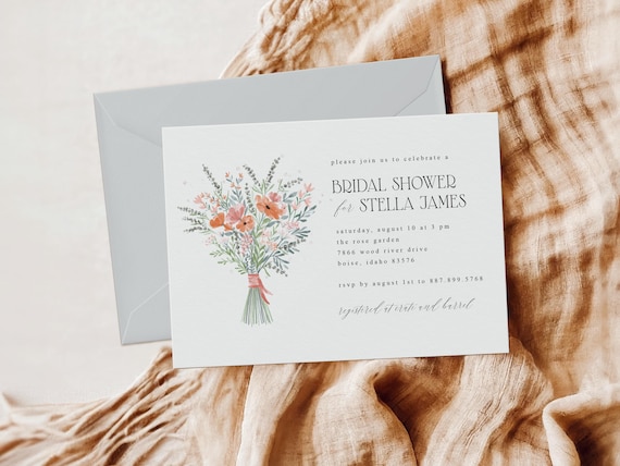Horiztonal Floral | Bridal Shower Invitations