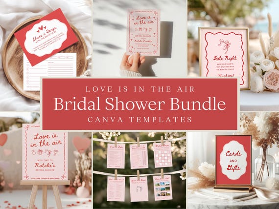 Love is in the Air Bridal Shower Bundle | Editable Canva Templates