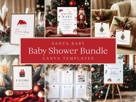 Santa Baby Shower Bundle | Editable Canva Templates