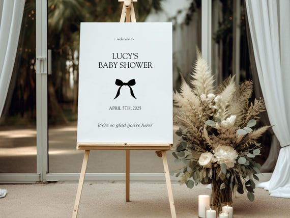 Minimalist Black Bow | Baby Shower Welcome Sign