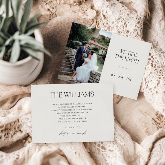 Timeless Elopement Announcement Cards | Printed & Shipped