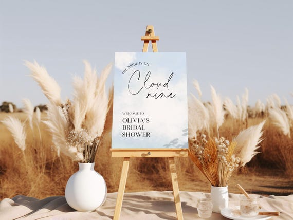 Professionally Printed | Cloud Nine Theme | Bridal Shower Welcome Sign