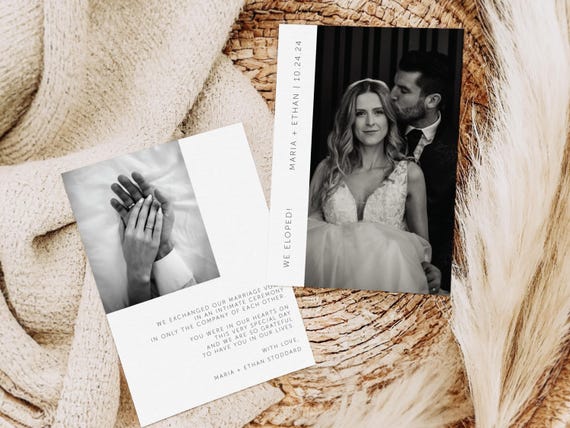 Chic Elopement Announcement Cards | Printed & Shipped