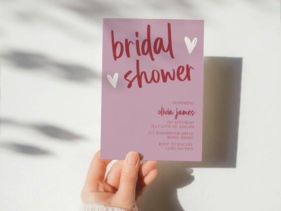 Professionally Printed | Hearts Theme | Bridal Shower Invitations