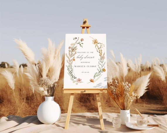 Simplistic Floral | Baby Shower Welcome Sign | Printed & Shipped