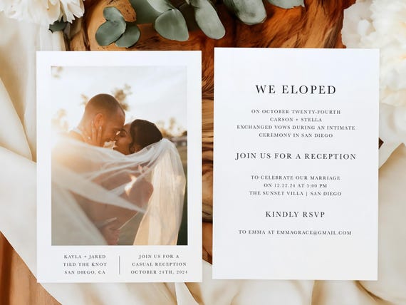 Classic Personalized Elopement Announcement Cards | Printed & Shipped